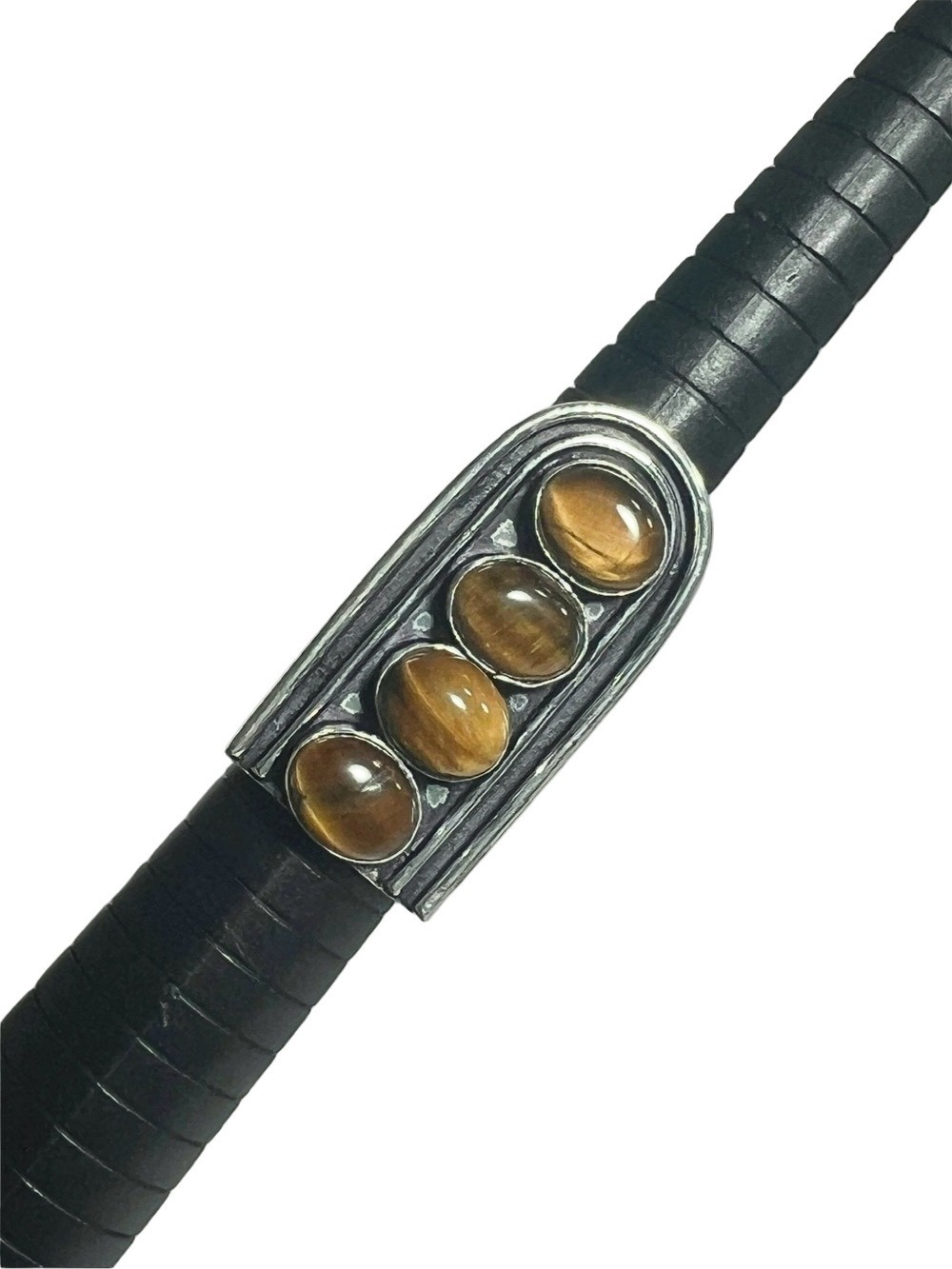 Tiger Eye 925 Circles Gemstone Ring 7.25